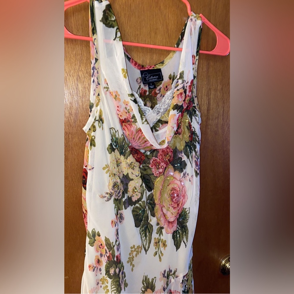 Dress Barn White Floral Cowl Neck Sundress - Picture 4 of 5